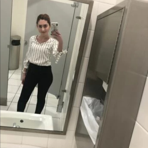 Knot Cuff Striped Top in White - Picture 3 of 5